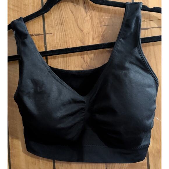 Womens Bra Bralette Plus Size 1X Black Pullover REmoveable Pads Stretch Wireless - Picture 1 of 4